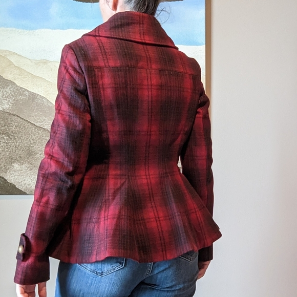 ANTHROPOLOGIE elevenses wanigan plaid peplum coat S 6 - Picture 10 of 16